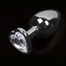 Dolce Piccante Silver Style Small Anal Plug Clear Heart Gem