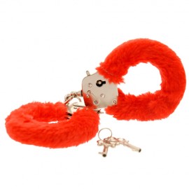 Toy Joy Furry Fun Hand Cuffs Red Plush